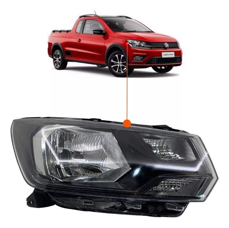 Farol Lado Direto Foco Simples VW - Volkswagen Gol G8 e Saveiro Robust | 2016 a 2023